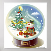 Snow globe with snowman and Christmas tree Poster (Vorne)
