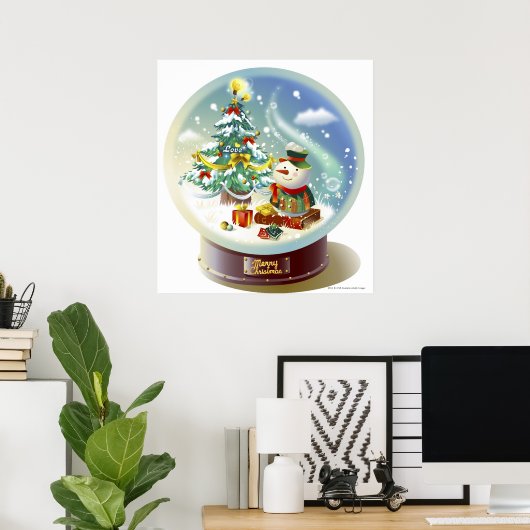 Snow globe with snowman and Christmas tree Poster (Heimbüro)
