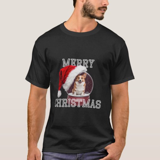Snow Globe Xmas Corgi Dog Weihnachten T-Shirt (Vorderseite)