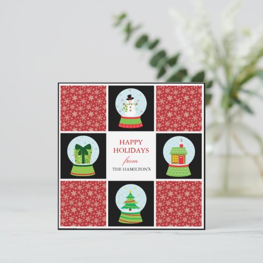 Snow Globes-Weihnachtskarten Feiertagskarte (Stehend Vorderseite)
