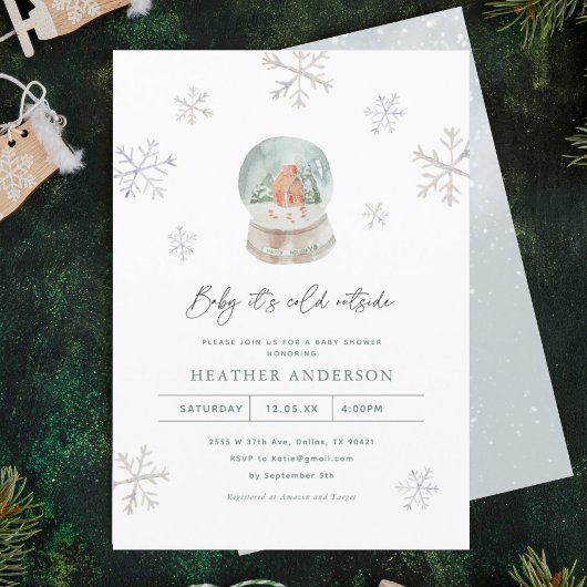 Snow Globes Winter Wonderland Winter Baby Dusche Einladung
