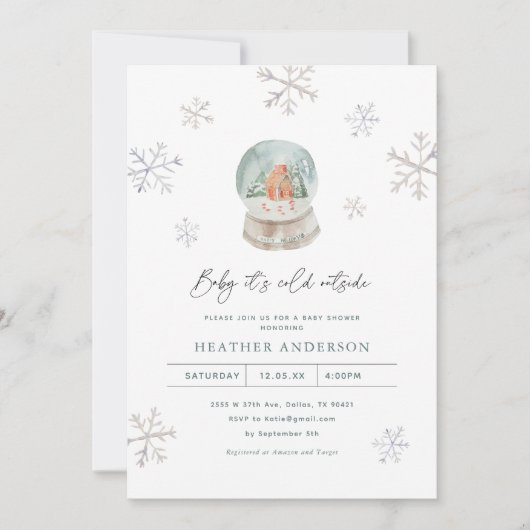 Snow Globes Winter Wonderland Winter Baby Dusche Einladung (Vorderseite)