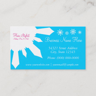 Snow Hair Stylist Snowflake Patter Business Cards Visitenkarte