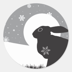 SNOW HARE RUNDER AUFKLEBER