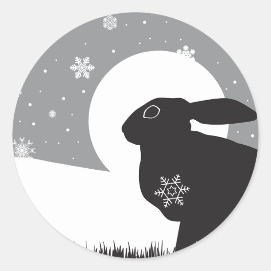 SNOW HARE RUNDER AUFKLEBER (Vorderseite)