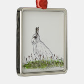 Snow Hare Silbernes Ornament (Rechts)
