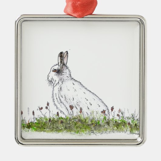 Snow Hare Silbernes Ornament (Vorne)
