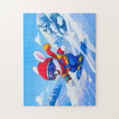 Snow Hare Snowboarding on a Winter Mountain Puzzle (Vertikal)