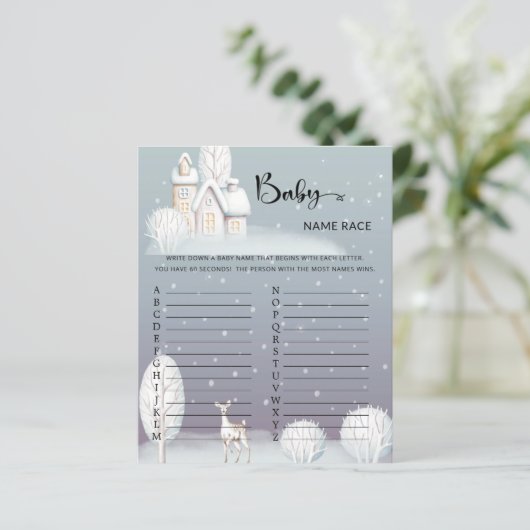Snow House Baby Dusche Baby Name Race Game (Stehend Vorderseite)