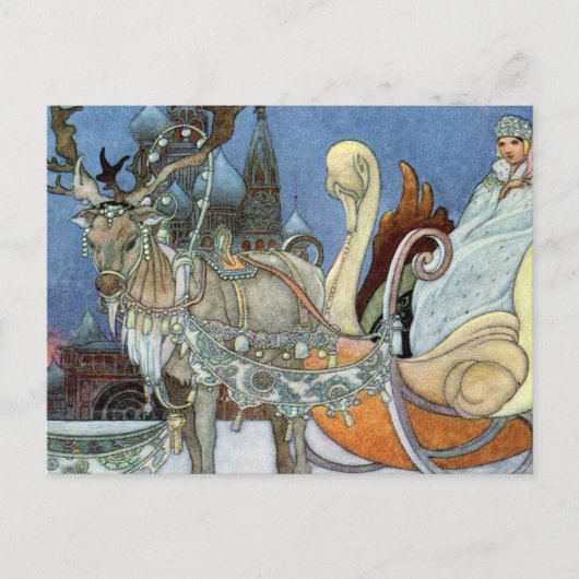 Snow Ice Queen Russian Princess Rentier Postkarte (Vorderseite)