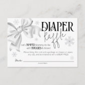 Snow In Love Bow Winter Baby Shower Diaper Raffle Begleitkarte (Vorderseite)