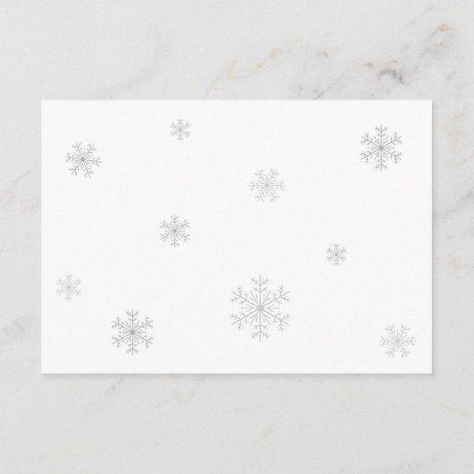 Snow In Love Bow Winter Baby Shower Diaper Raffle Begleitkarte (Rückseite)