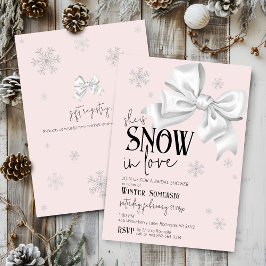 Snow In Love Modern Bow Pink Winter Bridal Shower Einladung