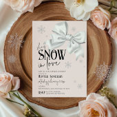 Snow In Love Modern Bow Pink Winter Bridal Shower Einladung