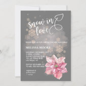 Snow in love pink snowflake pink poinsettia einladung (Vorderseite)
