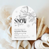 Snow In Love White Bow Baby Shower Winter Arch QR Einladung