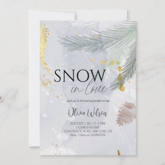 Snow in Love Winter Bridal Shower - Elegant Frost Einladung (Vorderseite)