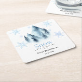 Snow in Love Winter Snowflakes Bridal Shower Rechteckiger Pappuntersetzer (angewinkelt)