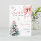 Snow in love Winter Wonderland Bow Bridal Shower Einladung (Stehend Vorderseite)