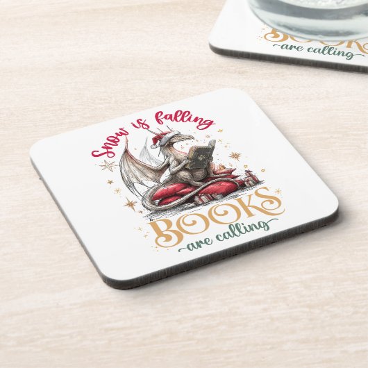 Snow Is Falling, Books Are Calling Getränkeuntersetzer (Linke Seite)