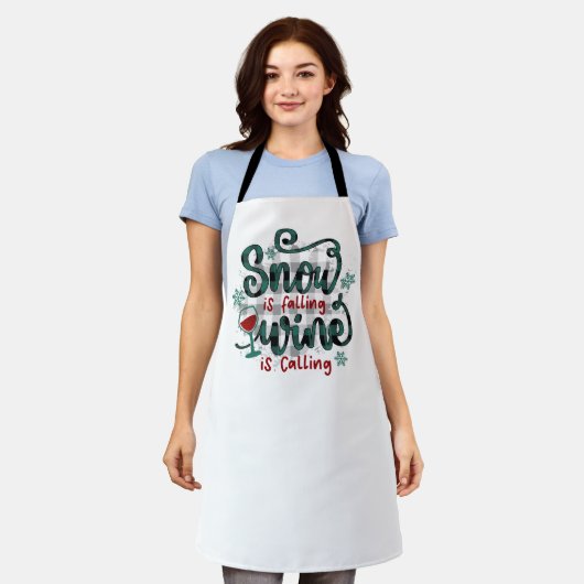 Snow is Falling Wine is Calling Christmas Apron Schürze (Getragen)