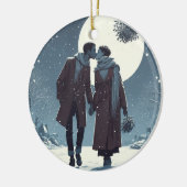 Snow Kiss Couple Keramik Ornament (Links)
