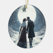Snow Kiss Couple Weihnachts-Keramik Ornament (Links)