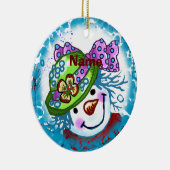 Snow Lady Snowman individuelle Name Keramik Ornament (Rechts)