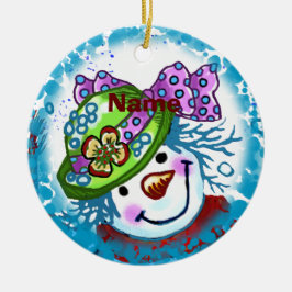 Snow Lady Snowman individuelle Name Keramik Ornament