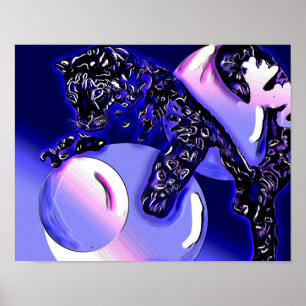 snow leopard and moons poster