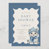 Snow Leopard Arctic Blue Baby Dusche Einladung (Vorne/Hinten)