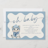 Snow Leopard Arctic Wavy Border Oh Babydusche Einladung (Vorderseite)