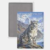 Snow Leopard at Sagarmatha National Park Nepal Magnet (Vorderseite/Rückseite)