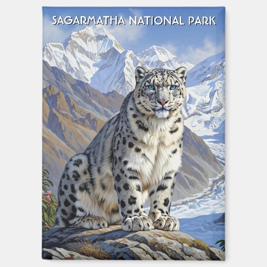 Snow Leopard at Sagarmatha National Park Nepal Magnet (Vorderseite)