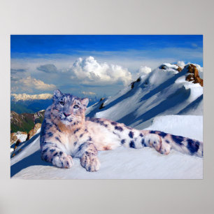 Snow Leopard auf dem Dach des Weltarchivs Poster