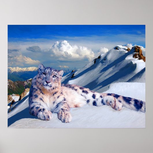 Snow Leopard auf dem Dach des Weltarchivs Poster (Vorne)