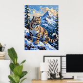 Snow Leopard auf einem Berg Poster (Heimbüro)