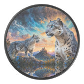 Snow Leopard Burg Sonnenaufgang Eishockey Puck (Vorderseite)