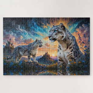Snow Leopard Burg Sonnenaufgang Puzzle