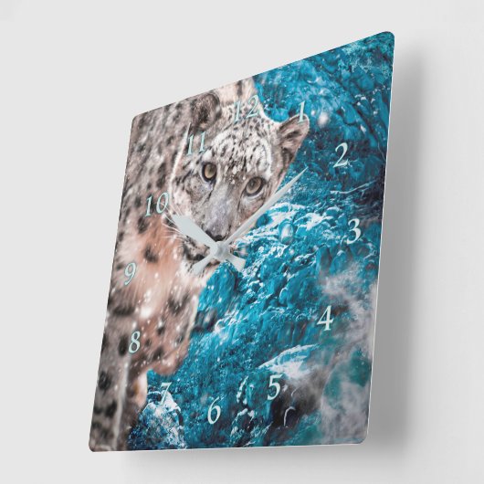 SNOW LEOPARD CLOUD WALKER QUADRATISCHE WANDUHR (Winkel)