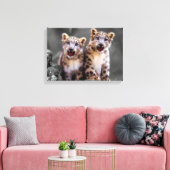 Snow Leopard Cubs Leinwanddruck (Insitu (Wohnzimmer))