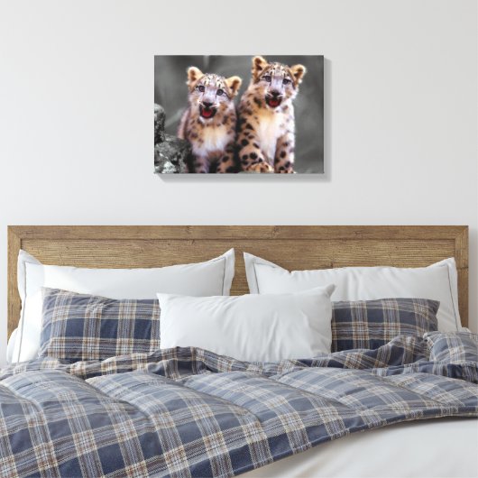 Snow Leopard Cubs Leinwanddruck (Insitu (Schlafzimmer))