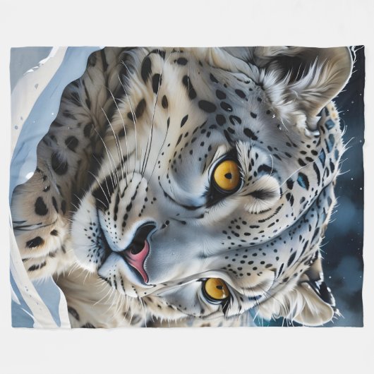 Snow Leopard Fleece Blanket (Vorderseite (Horizontal))