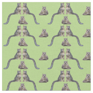 Snow Leopard Frenzy Fabric (Light Green) Stoff