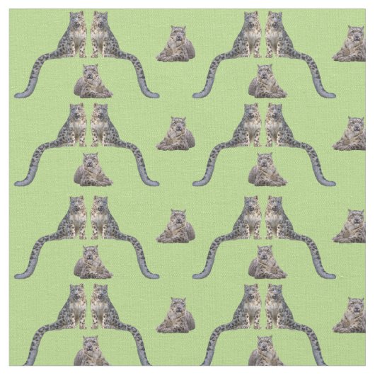 Snow Leopard Frenzy Fabric (Light Green) Stoff (Nahaufnahme)