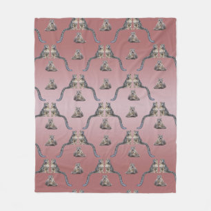 Snow Leopard Frenzy Fleece Blanket (Dusty Pink Mix