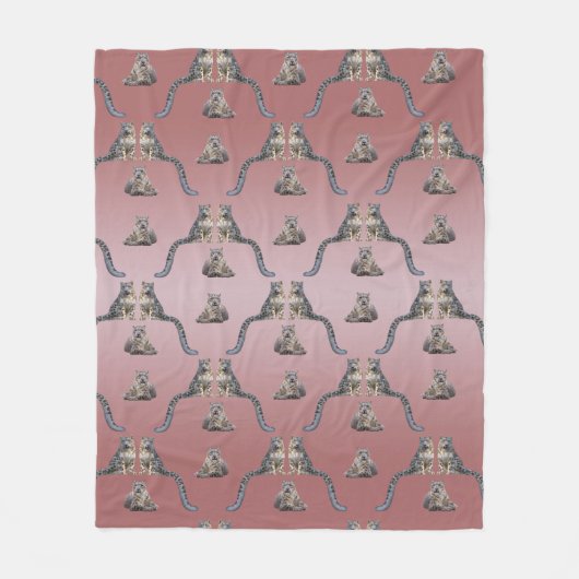 Snow Leopard Frenzy Fleece Blanket (Dusty Pink Mix (Vorderseite)