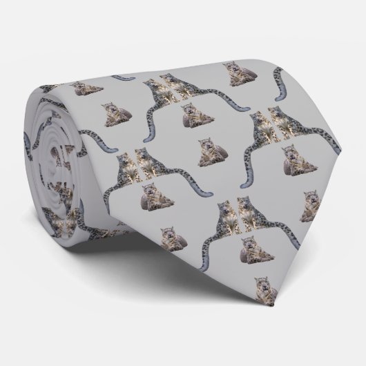 Snow Leopard Frenzy Krawatte Doppelseitendruck (gr (Gerollt)