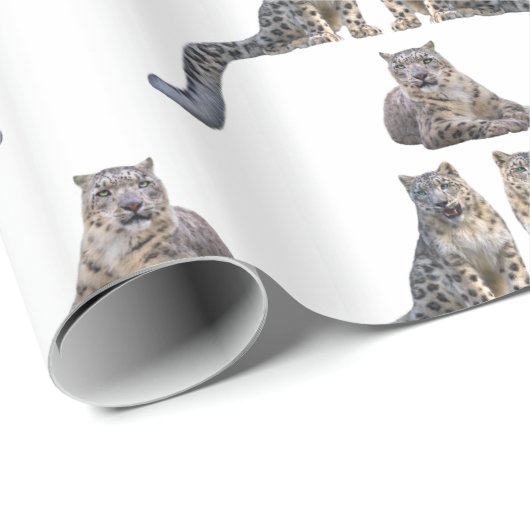 Snow Leopard Frenzy Wrapping Paper (Farbe wählen) Geschenkpapier (Rolleneckpunkt)