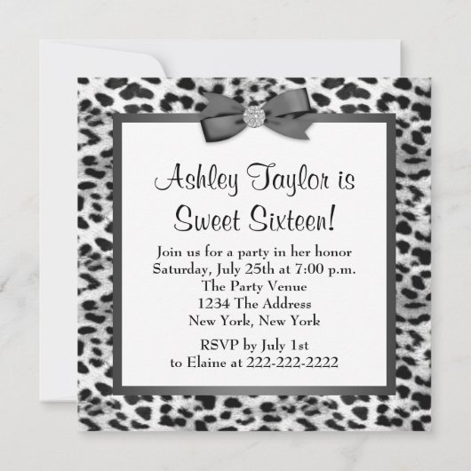 Snow Leopard Geburtstagspartei Einladung (Rückseite)